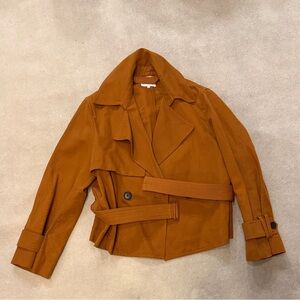 Vince Dark Sienna Cotton Linen Cropped Trench Medium